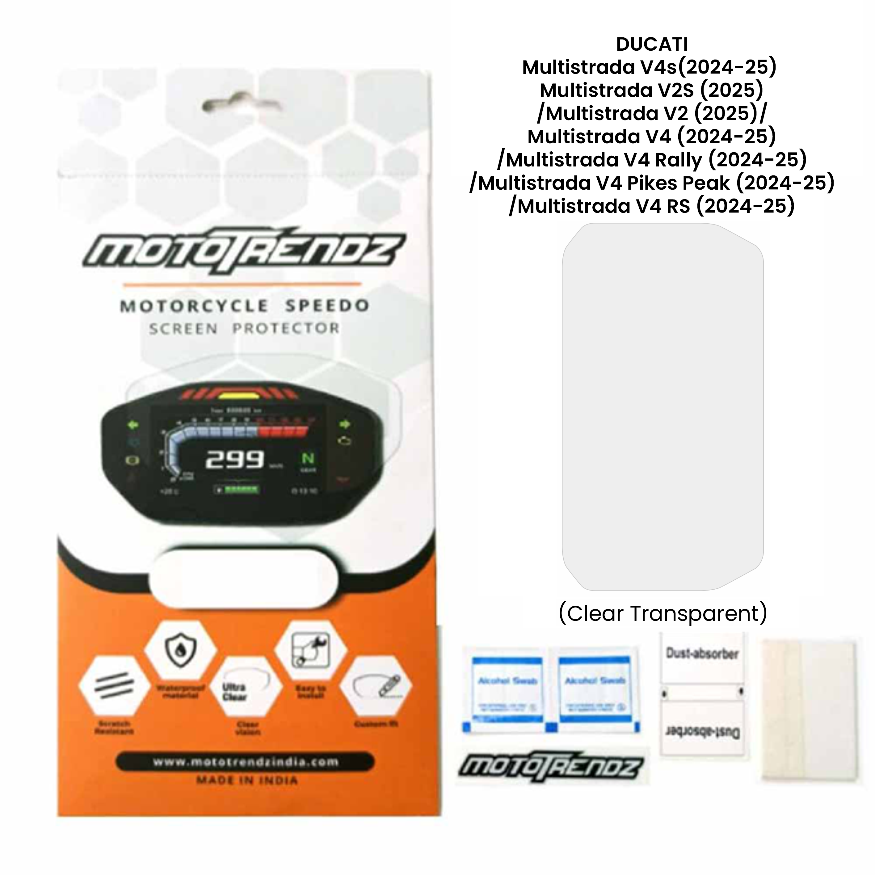 Motorcycle Speedo Screen Protector – Ducati Multistrada V4s(2024-25) Multistrada V2S (2025)/Multistrada V2 (2025)/Multistrada V4 (2024-25)/Multistrada V4 Rally (2024-25)/Multistrada V4 Pikes Peak (2024-25)/Multistrada V4 Rs (2024-25)