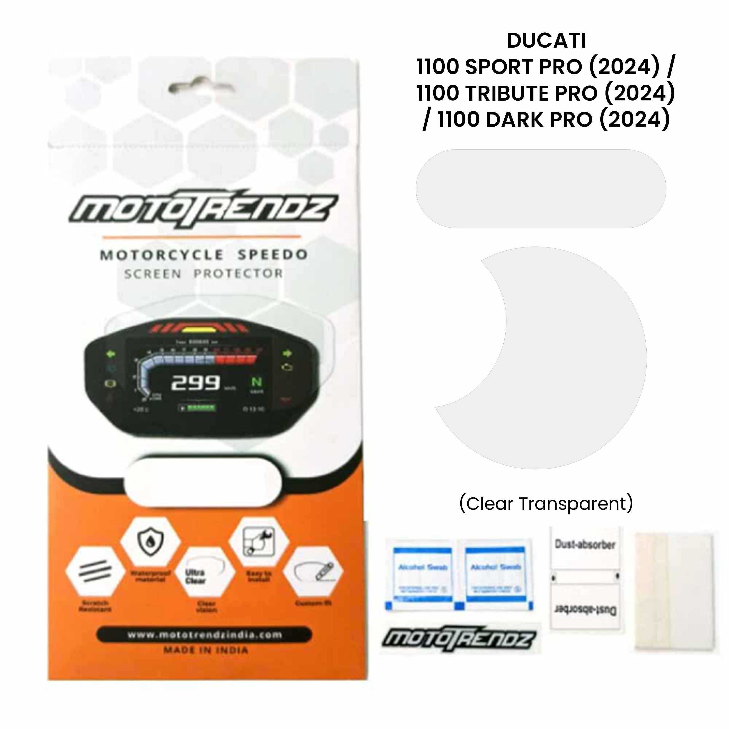 Motorcycle Speedo Screen Protector – Ducati 1100 Sport PRO (2024)/1100 Tribute Pro (2024)/1100 Dark Pro (2024)