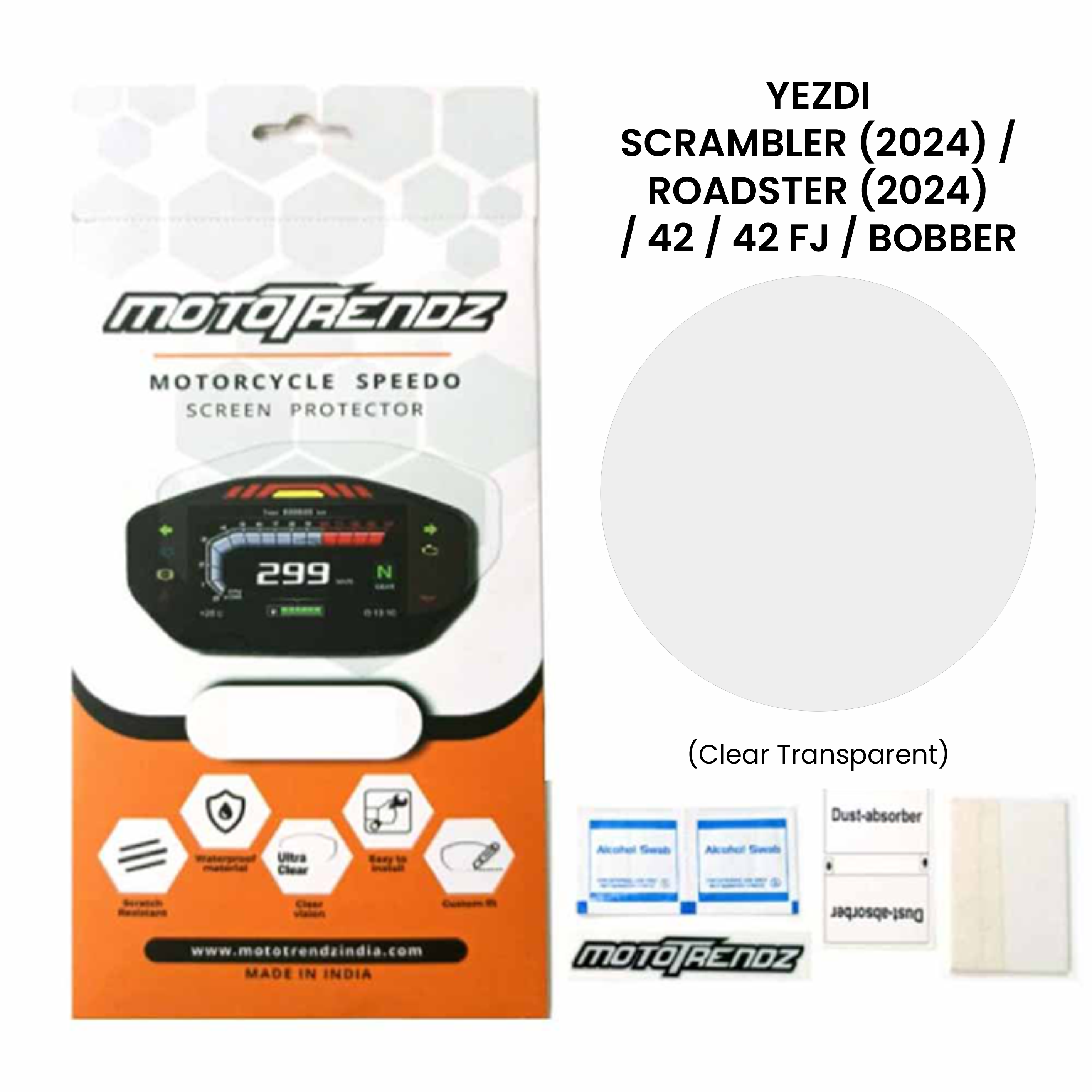 Motorcycle Speedo Screen Protector – Jawa Yezdi Scrambler 2024 / Roadster 2024 / 42 /42 Fj / Bobber