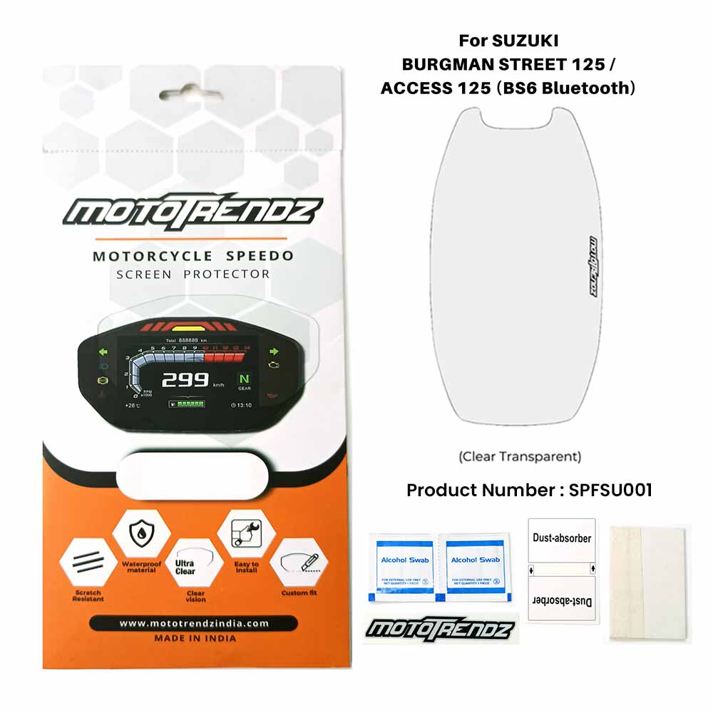 Motorcycle Speedo Screen Protector – Suzuki Burgman Street (BS6 Bluetooth) / Access 125 / Avenis (BS6 Bluetooth) / Vstrom SX 250 / Gixxer (BS6 Bluetooth) 2024