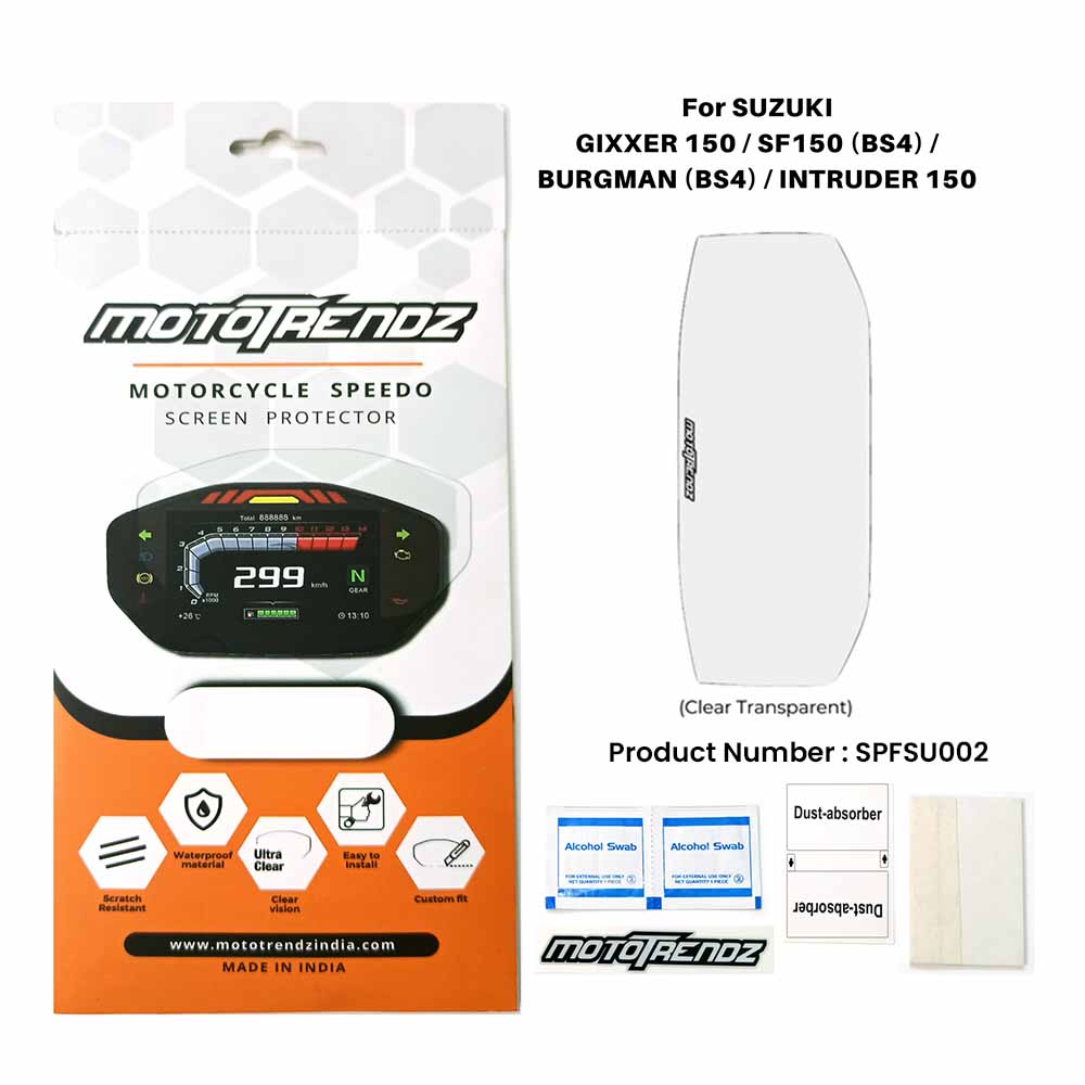 Motorcycle Speedo Screen Protector – Suzuki Gixxer/SF / Burgman / Intruder (BS4 No-Bluetooth)
