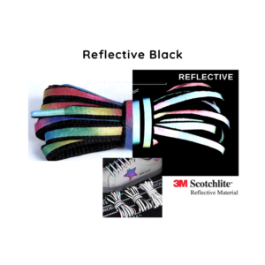 Reflective Shoe Laces - Colorful Black (Flat Laces)