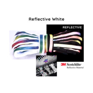 Reflective Shoe Laces - Colorful White (Flat Laces)